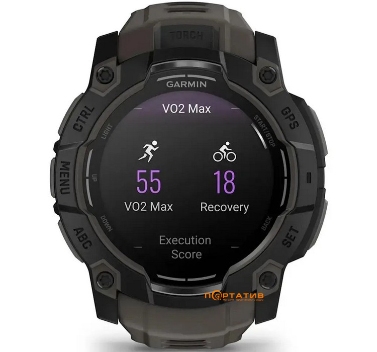 Смарт-годинник Garmin Instinct 3, 50mm, AMOLED, Black Bezel with Charcoal Band (010-03020-00)