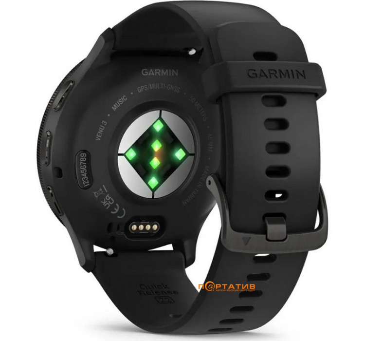 Garmin Venu 3 Slate Stainless Steel Bezel with Black Case and Silicone Band (010-02784-01)