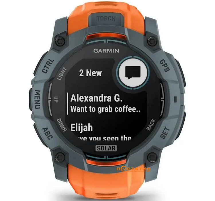 Смарт-годинник Garmin Instinct 3, 50mm, Solar, Spark Orange Bzl w/Spark Orange Bnd (010-02935-01)