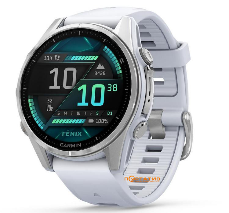 Смарт-часы Garmin Fenix 8 43 mm AMOLED Silver with Whitestone Silicone Band (010-02903-00)