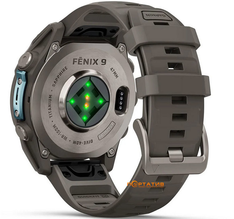 Смарт-годинник Garmin Fenix 9 – 47mm, Titanium with Pebble Grey Silicone Band (010-04762-01)