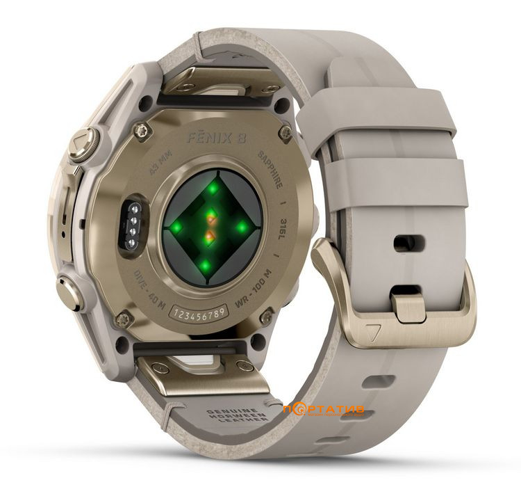 Смарт-часы Garmin Fenix 8 43 mm AMOLED Sapphire,Soft Gold with Limestone Leather Band (010-02903-40)