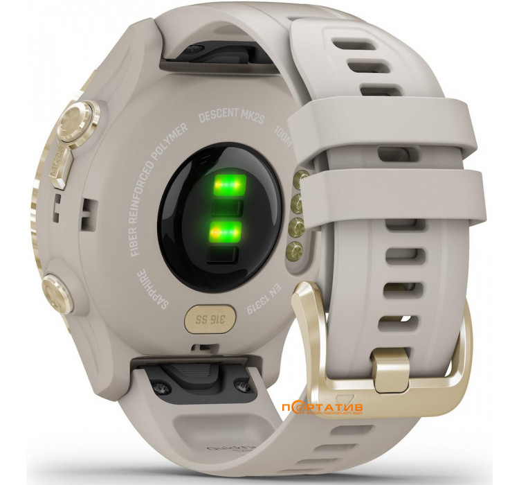 Годинник для дайвінгу Garmin Descent Mk2S Light Gold with Light Sand Silicone Band (010-02403-01)