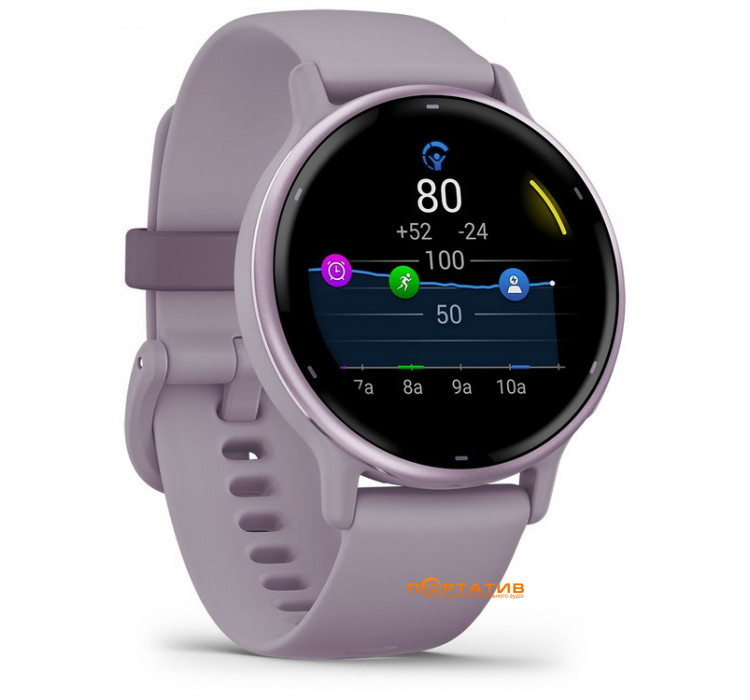 Garmin Vivoactive 5 Metallic Orchid Aluminium Bezel with Orchid Case and Silicone Band (010-02862-13