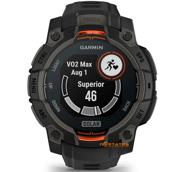 Смарт-годинник Garmin Instinct 3, 45mm, Solar, Black Bezel with Black Band (010-02934-00)