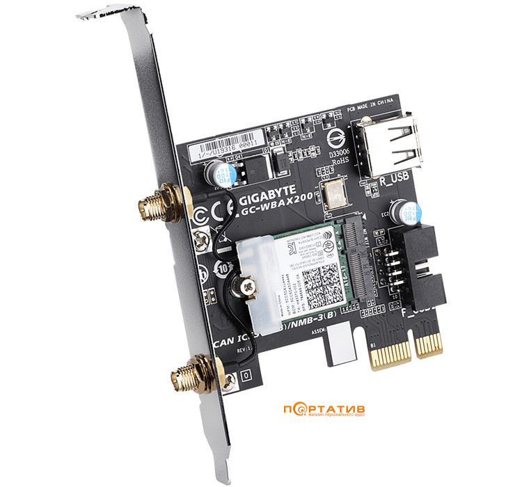 Мережева карта Gigabyte GC-WBAX200 2x2 802.11ax + Bluetooth 5.1 PCI-E x1