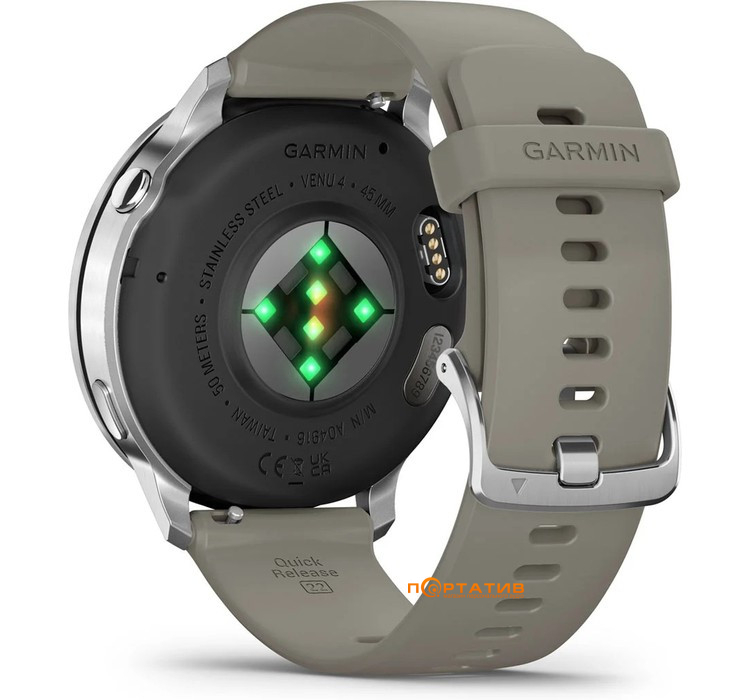 Смарт-часы Garmin Venu 4 - 45 mm, Silver bezel with silver gray silicone band (010-03014-01)