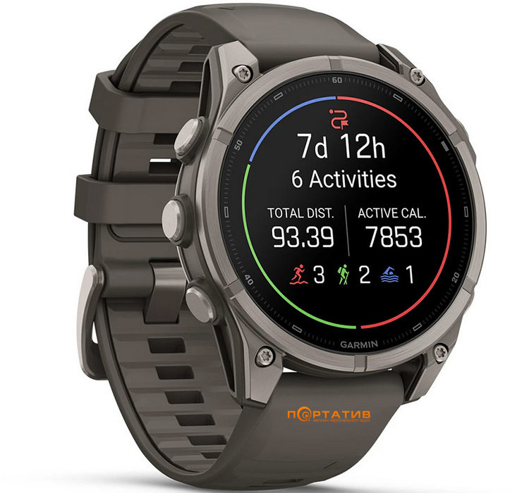 Смарт-годинник Garmin Fenix 9 – 47mm, Titanium with Pebble Grey Silicone Band (010-04762-01)