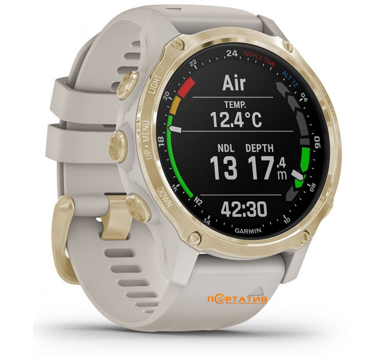 Годинник для дайвінгу Garmin Descent Mk2S Light Gold with Light Sand Silicone Band (010-02403-01)