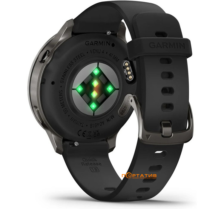 Смарт-годинник Garmin Venu 4 - 41 mm, Slate bezel with black silicone band (010-03013-02)