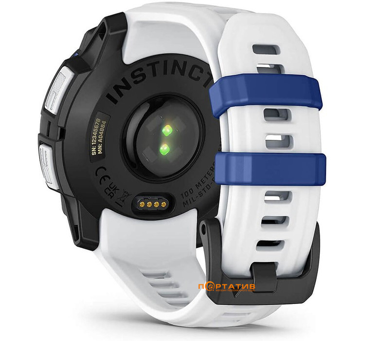 Смарт-годинник Garmin Instinct 3 – 45 mm, Solar,  Whitestone with whitestone/bolt blue silicone band (010-02934-03)