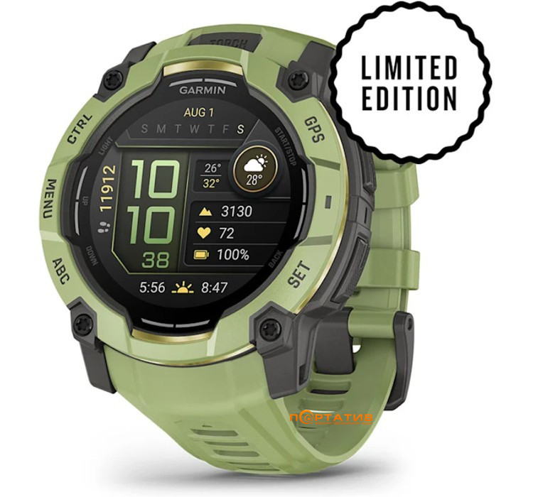 Смарт-часы Garmin Instinct 3 – 50 mm, AMOLED,Fern green with fern green silicone band (010-03020-02)