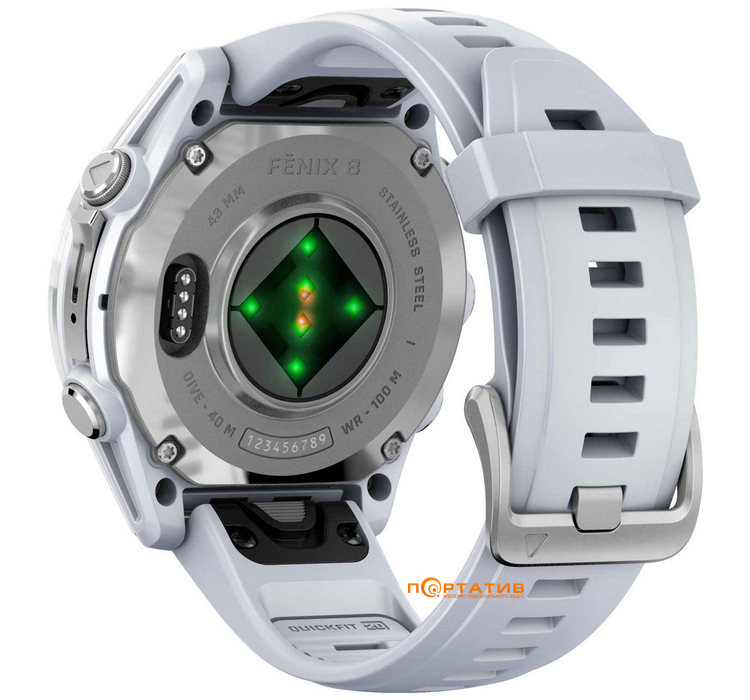 Смарт-часы Garmin Fenix 8 43 mm AMOLED Silver with Whitestone Silicone Band (010-02903-00)