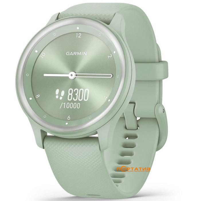 Смарт-годинник Garmin Vivomove Sport Cool Mint Case and Silicone Band with Silver Accents (010-02566-03)