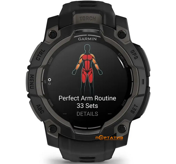 Смарт-годинник Garmin Instinct 3, 45mm, AMOLED,Black Bezel with Black Band (010-02936-00)