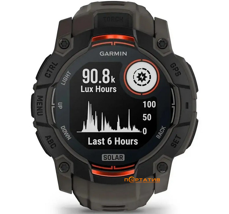 Смарт-годинник Garmin Instinct 3, 50mm, Solar, Black Bezel with Charcoal Band (010-02935-00)