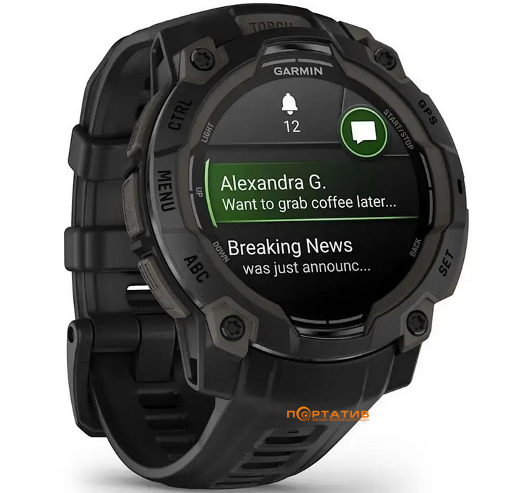 Смарт-годинник Garmin Instinct 3, 45mm, AMOLED,Black Bezel with Black Band (010-02936-00)