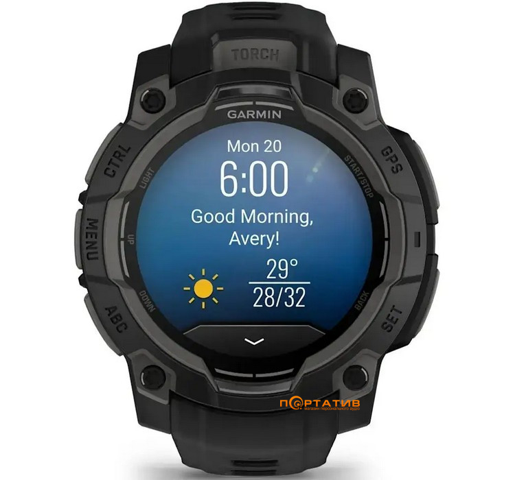 Смарт-годинник Garmin Instinct 3, 45mm, AMOLED,Black Bezel with Black Band (010-02936-00)