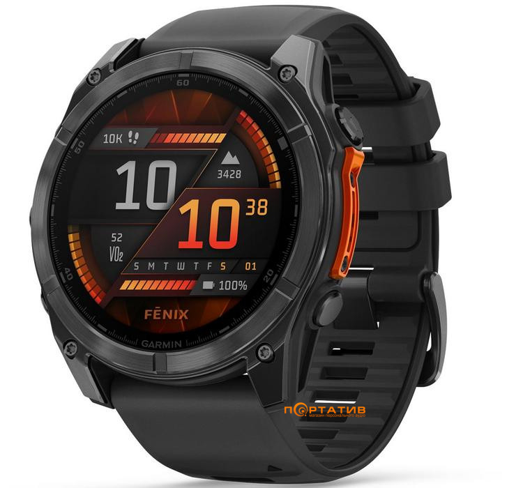 Смарт-часы Garmin Fenix 8 51 mm AMOLED Slate grey with Black silicone band (010-02905-00)