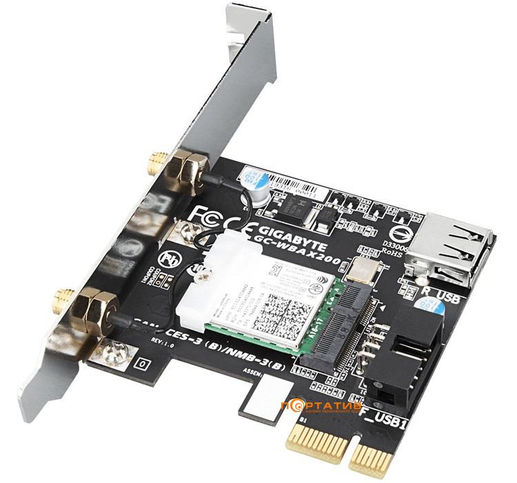 Сетевая карта Gigabyte GC-WBAX200 2x2 802.11ax + Bluetooth 5.1 PCI-E x1