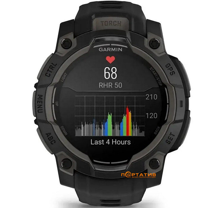 Смарт-годинник Garmin Instinct 3, 45mm, AMOLED,Black Bezel with Black Band (010-02936-00)