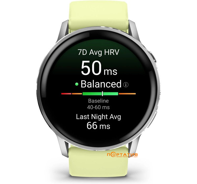 Смарт-часы Garmin Venu 4 - 45 mm, Silver bezel with citron silicone band (010-03014-02)