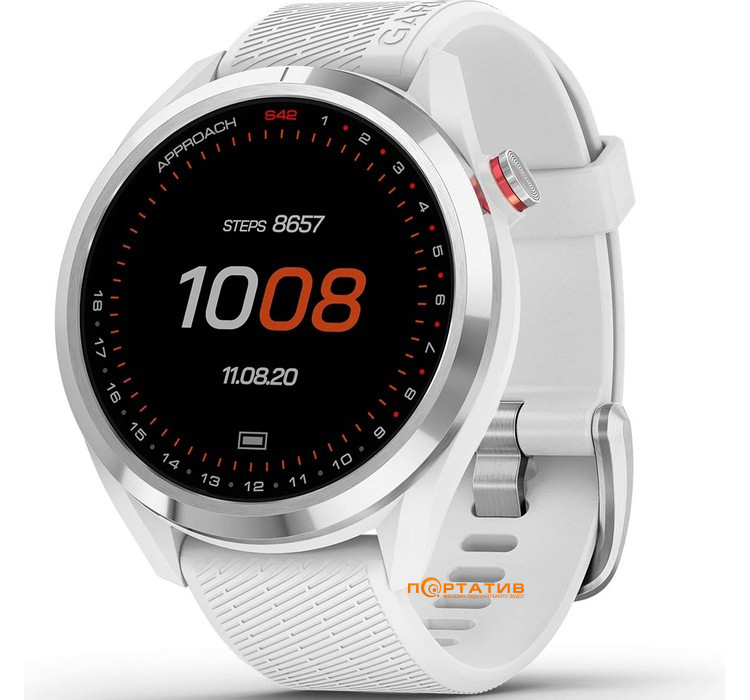 Смарт-часы Garmin Approach S42, Golf, Stainless Steel w/ White (010-02572-01)