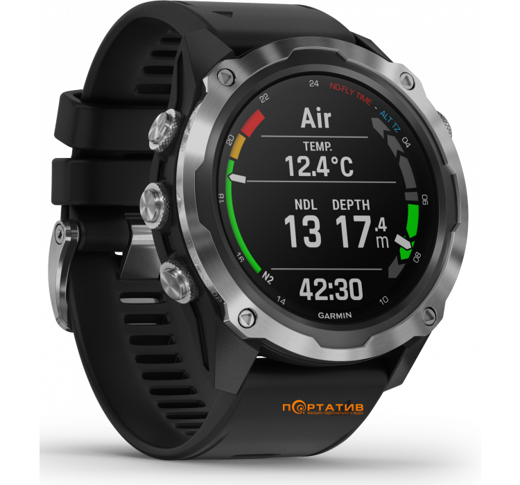 Смарт-годинник Garmin Descent Mk2 Stainless Steel with Black Band (010-02132-10)