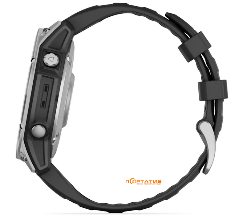 Смарт-часы Garmin Fenix E 47mm Stainless steel with Black silicone band (010-03025-00)