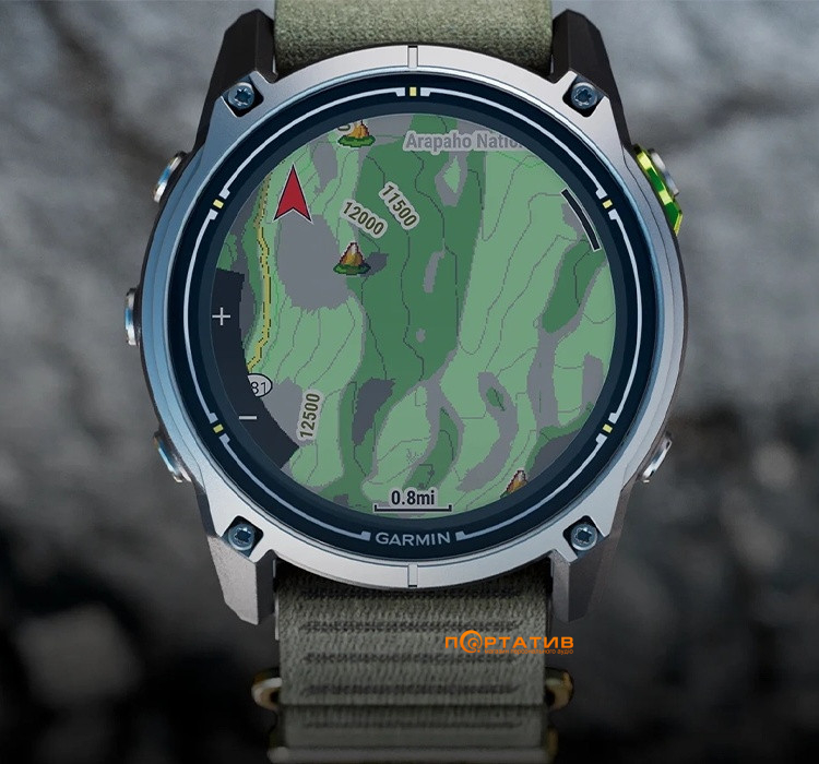 Смарт-часы Garmin Enduro 4 Titanium with dark olive ComfortFit fabric band (010-04799-01)
