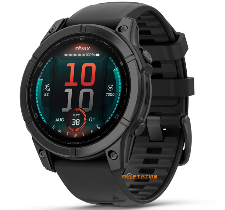 Смарт-часы Garmin Fenix E 47mm Slate grey steel with Black silicone band (010-03025-01)