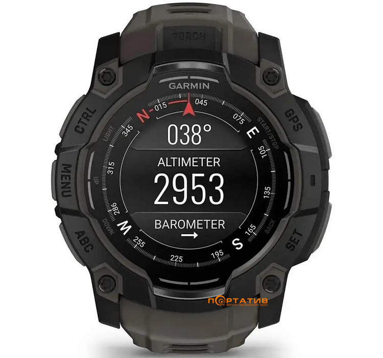 Смарт-годинник Garmin Instinct 3, 50mm, AMOLED, Black Bezel with Charcoal Band (010-03020-00)