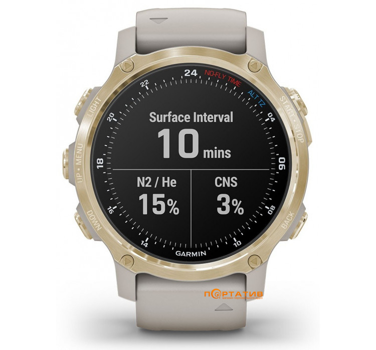 Годинник для дайвінгу Garmin Descent Mk2S Light Gold with Light Sand Silicone Band (010-02403-01)