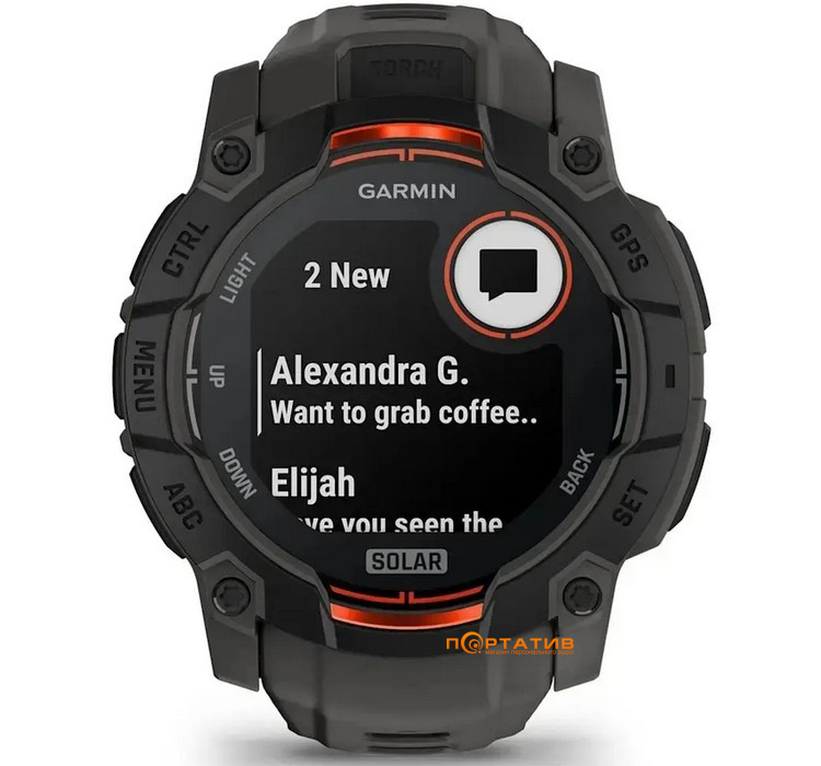 Смарт-годинник Garmin Instinct 3, 50mm, Solar, Black Bezel with Charcoal Band (010-02935-00)