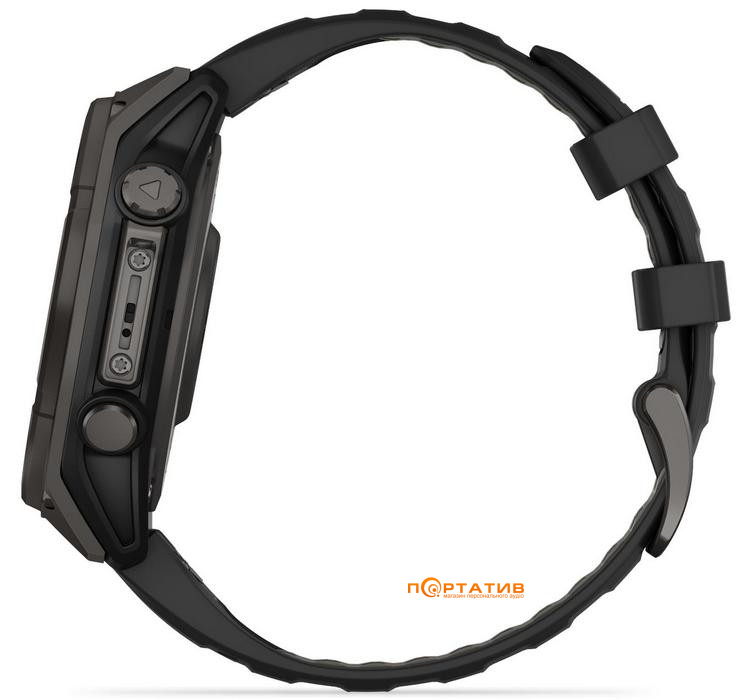 Смарт-часы Garmin Fenix 8 47 mm Solar Sapphire, Carbon grey DLC titanium with Black/pebble grey silicone band (010-02906-11)