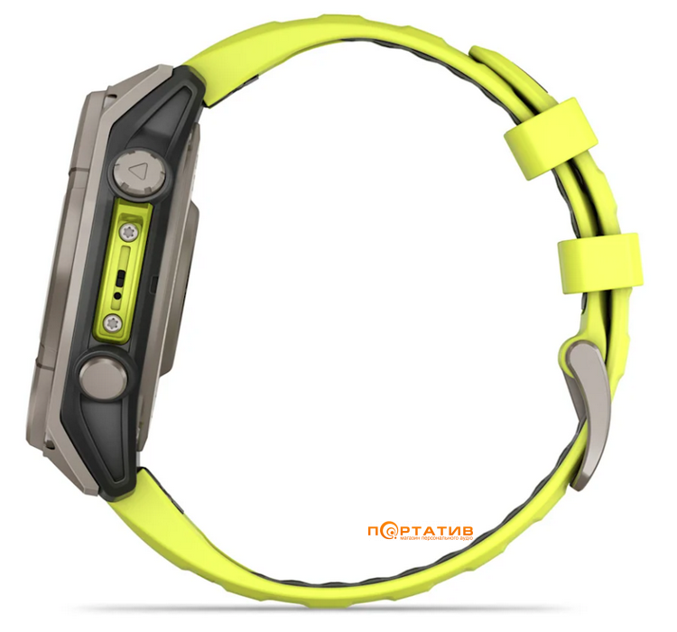 Смарт-часы Garmin Fenix 8 47 mm Solar Sapphire, Titanium with Amp yellow/graphite silicone band (010-02906-21)