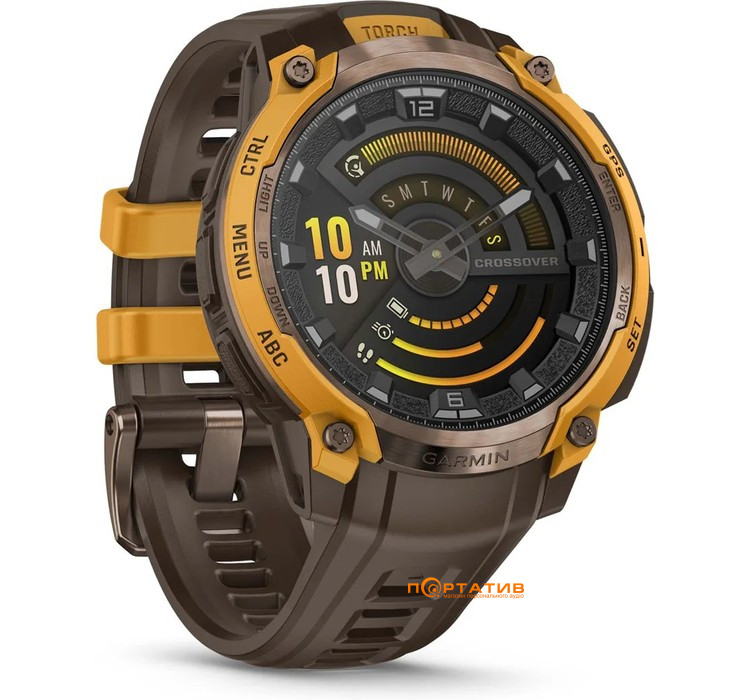 Смарт-часы Garmin Instinct Crossover AMOLED Bronze/sunburst with cocoa silicone band (010-03398-01)
