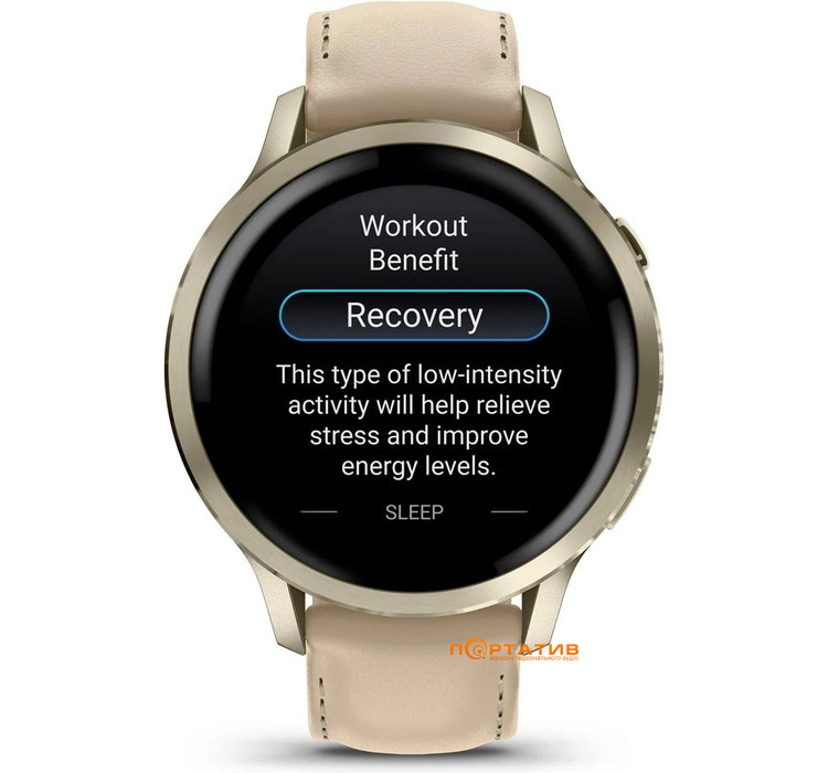 Смарт-часы Garmin Venu 4 - 41 mm, Lunar Gold with Bone Silicone Band and Light Sand Leather Band (010-03013-03)