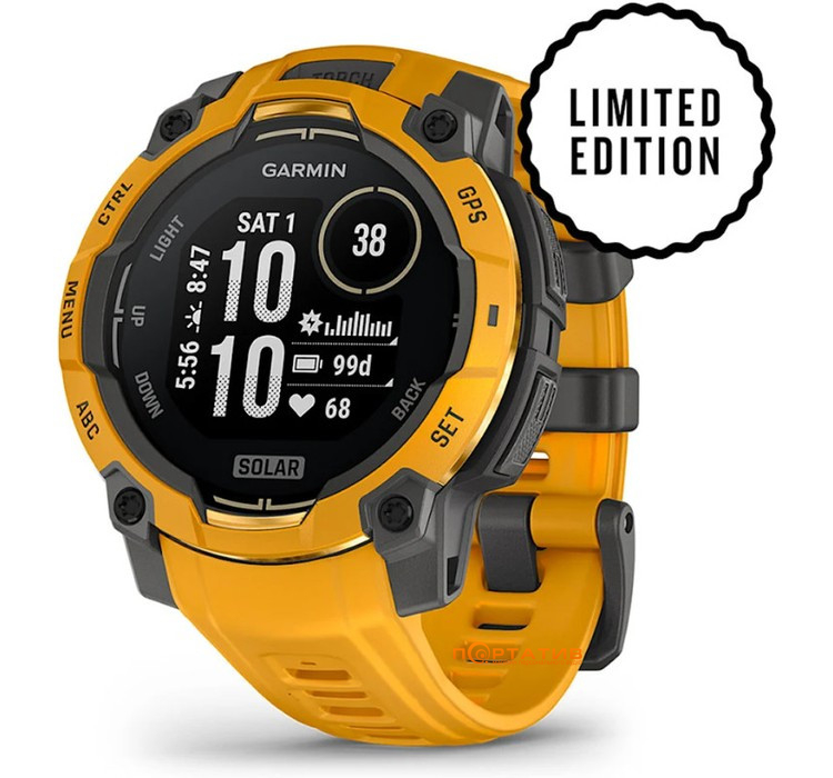 Смарт-годинник Garmin Instinct 3 – 45 mm, Solar, Sunburst with sunburst/grey silicone band (010-02934-02)