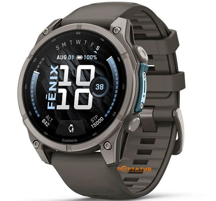 Смарт-годинник Garmin Fenix 9 – 47mm, Titanium with Pebble Grey Silicone Band (010-04762-01)