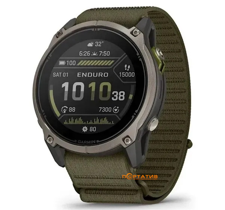 Смарт-часы Garmin Enduro 4 Titanium with dark olive ComfortFit fabric band (010-04799-01)