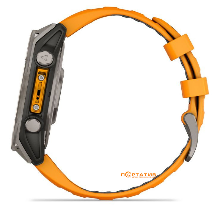 Смарт-часы Garmin Fenix 8 47 mm AMOLED Sapphire, Titanium with Spark orange/graphite silicone band (010-02904-11)