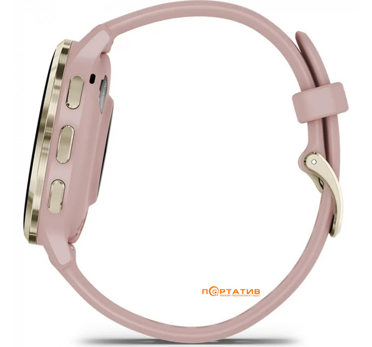 Garmin Venu 3S Soft Gold Stainless Steel Bezel with Dust Rose Case and Silicone Band (010-02785-03)
