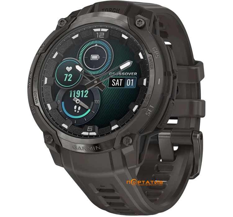 Смарт-часы Garmin Instinct Crossover AMOLED Charcoal with charcoal silicone band (010-03398-00)