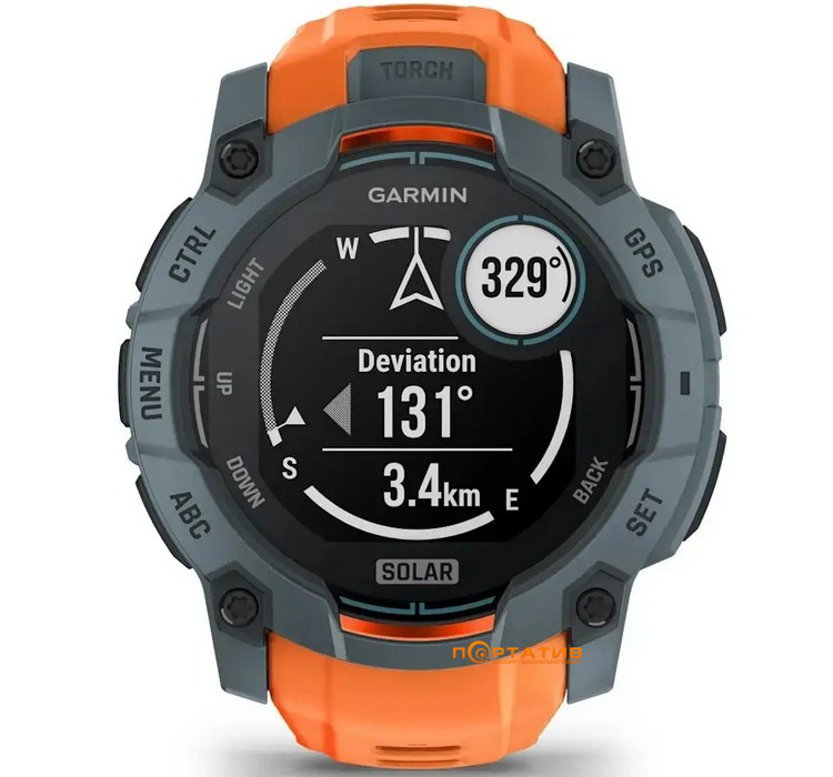 Смарт-годинник Garmin Instinct 3, 50mm, Solar, Spark Orange Bzl w/Spark Orange Bnd (010-02935-01)