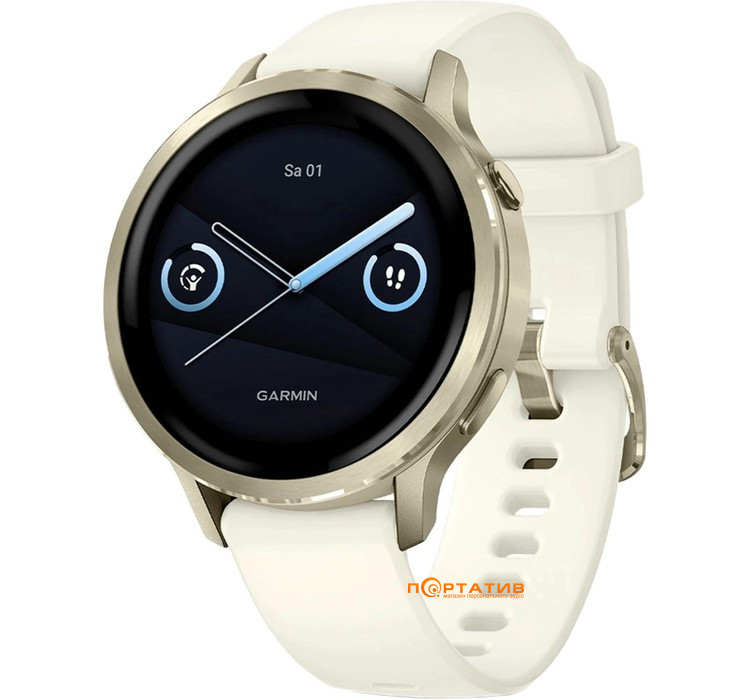 Смарт-часы Garmin Venu 4 - 41 mm, Lunar Gold bezel with bone silicone band (010-03013-00)