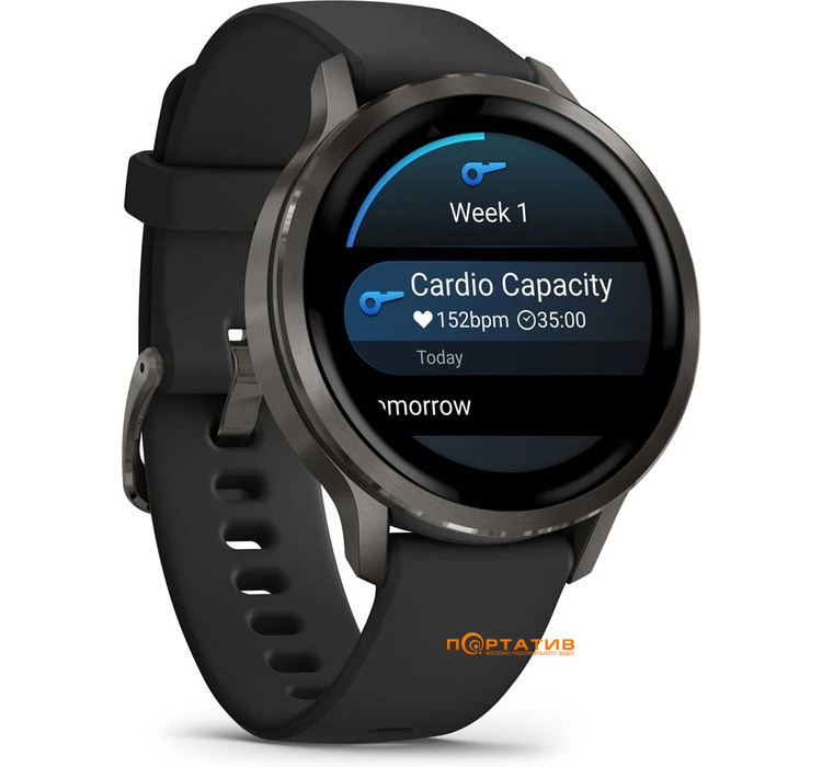 Смарт-годинник Garmin Venu 4 - 41 mm, Slate bezel with black silicone band (010-03013-02)