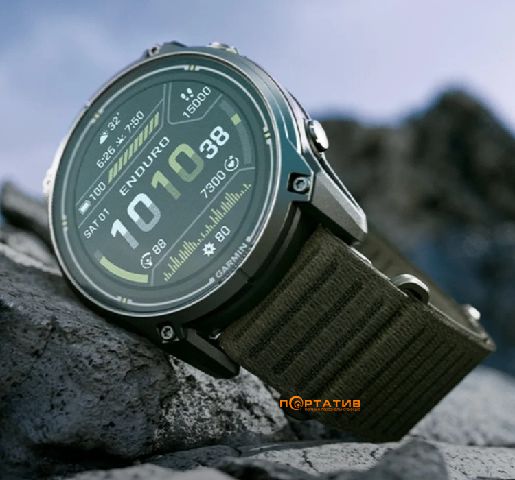 Смарт-часы Garmin Enduro 4 Titanium with dark olive ComfortFit fabric band (010-04799-01)