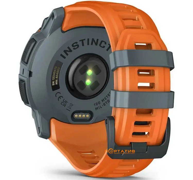 Смарт-годинник Garmin Instinct 3, 50mm, Solar, Spark Orange Bzl w/Spark Orange Bnd (010-02935-01)