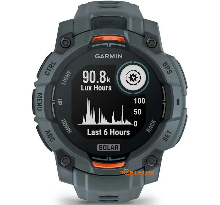 Смарт-часы Garmin Instinct 3, 45mm, Solar, Spark Orange Bezel w/Twilight Band (010-02934-01)